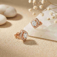 2.9Ct Moissanite Square Halo Stud Earrings