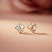 2.9Ct Moissanite Square Halo Stud Earrings