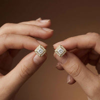 2.9Ct Moissanite Square Halo Stud Earrings