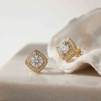 2.9Ct Moissanite Square Halo Stud Earrings