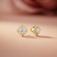 2.9Ct Moissanite Square Halo Stud Earrings