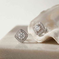 2.9Ct Moissanite Square Halo Stud Earrings