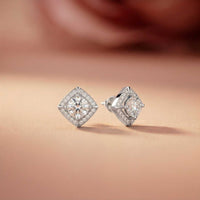 2.9Ct Moissanite Square Halo Stud Earrings