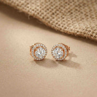 2.90Ct Moissanite Classic Round Halo Stud Earrings