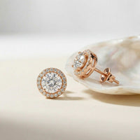 2.90Ct Moissanite Classic Round Halo Stud Earrings
