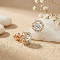 2.90Ct Moissanite Classic Round Halo Stud Earrings