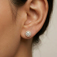 2.90Ct Moissanite Classic Round Halo Stud Earrings