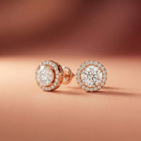 2.90Ct Moissanite Classic Round Halo Stud Earrings