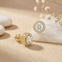 2.90Ct Moissanite Classic Round Halo Stud Earrings