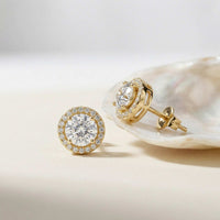 2.90Ct Moissanite Classic Round Halo Stud Earrings