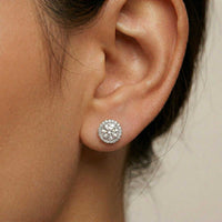 2.90Ct Moissanite Classic Round Halo Stud Earrings
