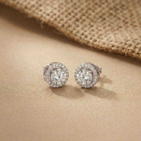 2.90Ct Moissanite Classic Round Halo Stud Earrings