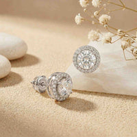 2.90Ct Moissanite Classic Round Halo Stud Earrings