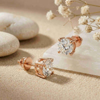 2.5Ct Moissanite Classic Solitaire Stud Earrings