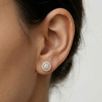 3.42Ct Moissanite Triple Halo Stud Earrings