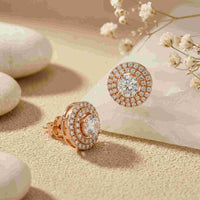 3.42Ct Moissanite Triple Halo Stud Earrings