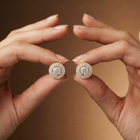 3.42Ct Moissanite Triple Halo Stud Earrings