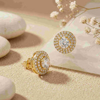 3.42Ct Moissanite Triple Halo Stud Earrings