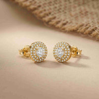 3.42Ct Moissanite Triple Halo Stud Earrings