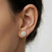 3.42Ct Moissanite Triple Halo Stud Earrings