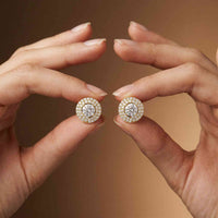 3.42Ct Moissanite Triple Halo Stud Earrings