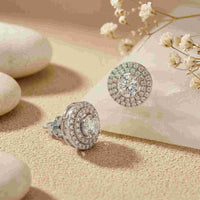 3.42Ct Moissanite Triple Halo Stud Earrings