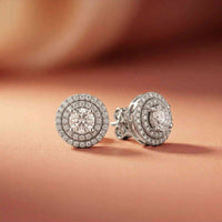 3.42Ct Moissanite Triple Halo Stud Earrings