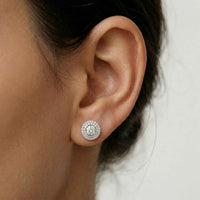 3.42Ct Moissanite Triple Halo Stud Earrings