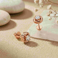 0.47Ct Moissanite Twisted Halo Stud Earrings