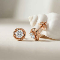 0.47Ct Moissanite Twisted Halo Stud Earrings