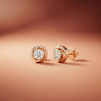 0.47Ct Moissanite Twisted Halo Stud Earrings