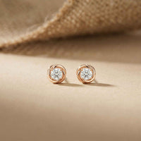 0.47Ct Moissanite Twisted Halo Stud Earrings
