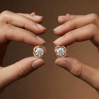 0.47Ct Moissanite Twisted Halo Stud Earrings