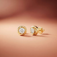 0.47Ct Moissanite Twisted Halo Stud Earrings
