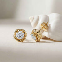0.47Ct Moissanite Twisted Halo Stud Earrings