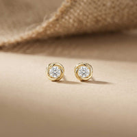 0.47Ct Moissanite Twisted Halo Stud Earrings