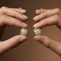 0.47Ct Moissanite Twisted Halo Stud Earrings