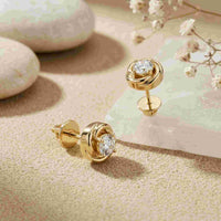 0.47Ct Moissanite Twisted Halo Stud Earrings