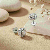 0.47Ct Moissanite Twisted Halo Stud Earrings
