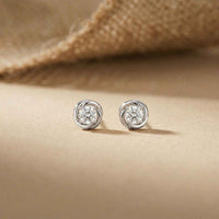 0.47Ct Moissanite Twisted Halo Stud Earrings