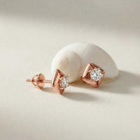 0.47Ct Moissanite Petal Frame Stud Earrings