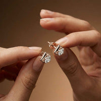 0.47Ct Moissanite Petal Frame Stud Earrings