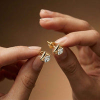 0.47Ct Moissanite Petal Frame Stud Earrings