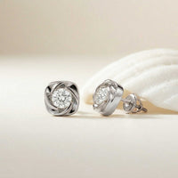 1.8Ct Moissanite Sculpted Swirl Stud Earrings