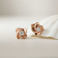 1.8Ct Moissanite Golden Bloom Swirl Stud Earrings
