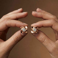 1.8Ct Moissanite Golden Bloom Swirl Stud Earrings