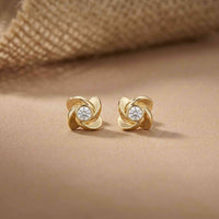 1.8Ct Moissanite Golden Bloom Swirl Stud Earrings