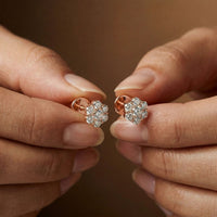 0.42Ct Moissanite Blossom Cluster Stud Earrings Gold Vermeil (2.5 Micron) Rose Gold