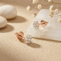 0.42Ct Moissanite Blossom Cluster Stud Earrings Gold Vermeil (2.5 Micron) Rose Gold