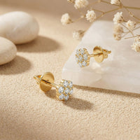 0.42Ct Moissanite Blossom Cluster Stud Earrings Gold Vermeil (2.5 Micron) Gold